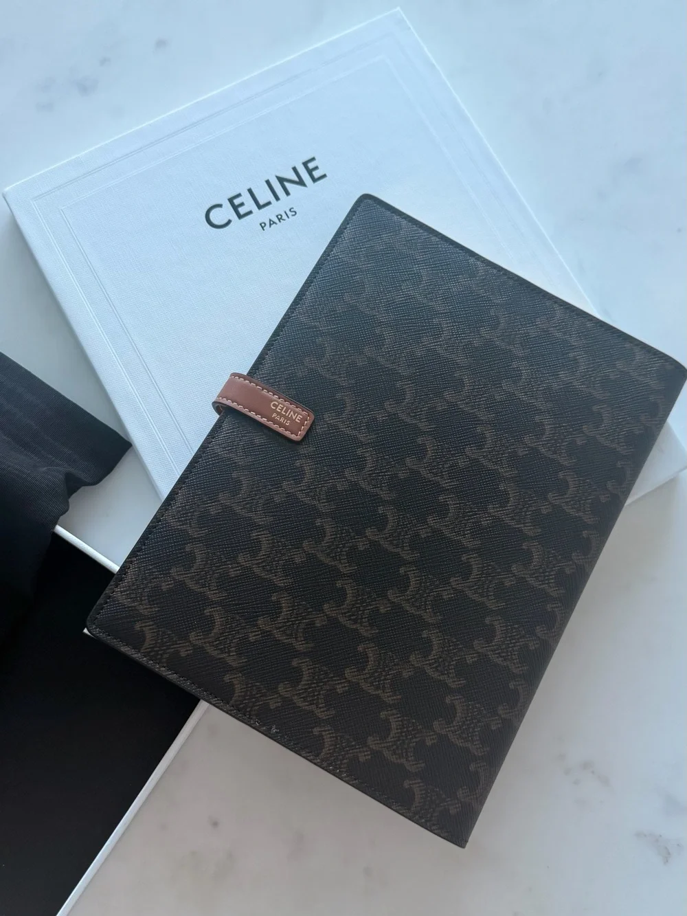 Celine Medium Triomphe Canvas & Calfskin Notebook Cover + Notebook